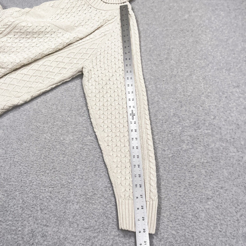 Nike Cable Knit Sweater Mens Small Ivory Turtleneck Swoosh Knit FB7770-072 - Picture 4 of 12